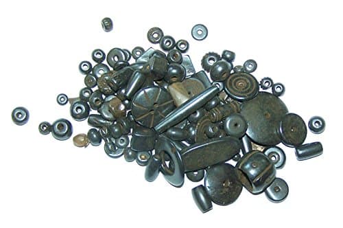 Black Bone Bead Assortment (100 Handmade Bone Beads With A Black Finish)