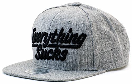 Snapback Baseball Cap Adjustable Flat Bill Hat Wool Strapback Men Women (Gray)