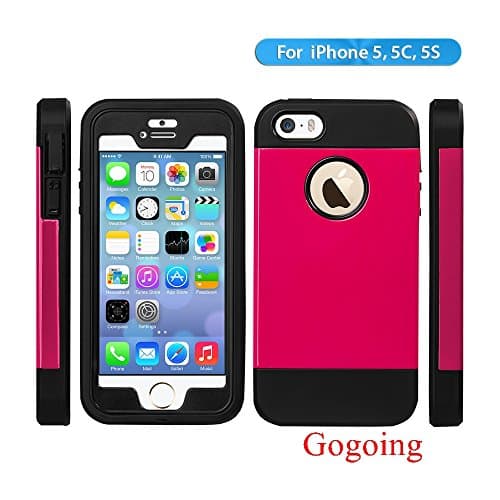 iPhone 5S Case, iPhone 5 Case,Gogoing Iphone 5S Shockproof Dirtproof Snowproof Super Defender Series Inchangable Back Cover Case For Apple iphone 5/5S Built-in screen protection (Pink)
