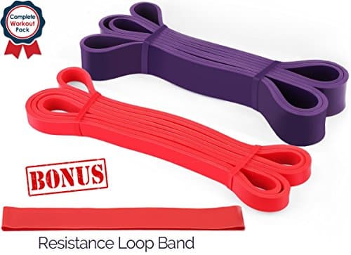 Pull Up Assistance Bands - Resistance Band for Pull Ups Assist Bands Set - Crossfit Pull Up Bands, Powerlifting Strength Training, Pull Up Assistance Bands Set - Stretch &amp; Mobility - Red + Purple