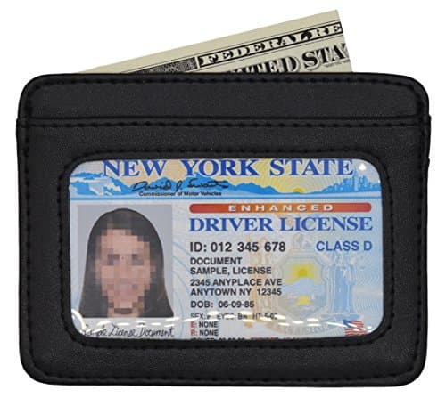 Mens Genuine Leather RFID Blocking Front Pocket Slim Card Case Wallet Black