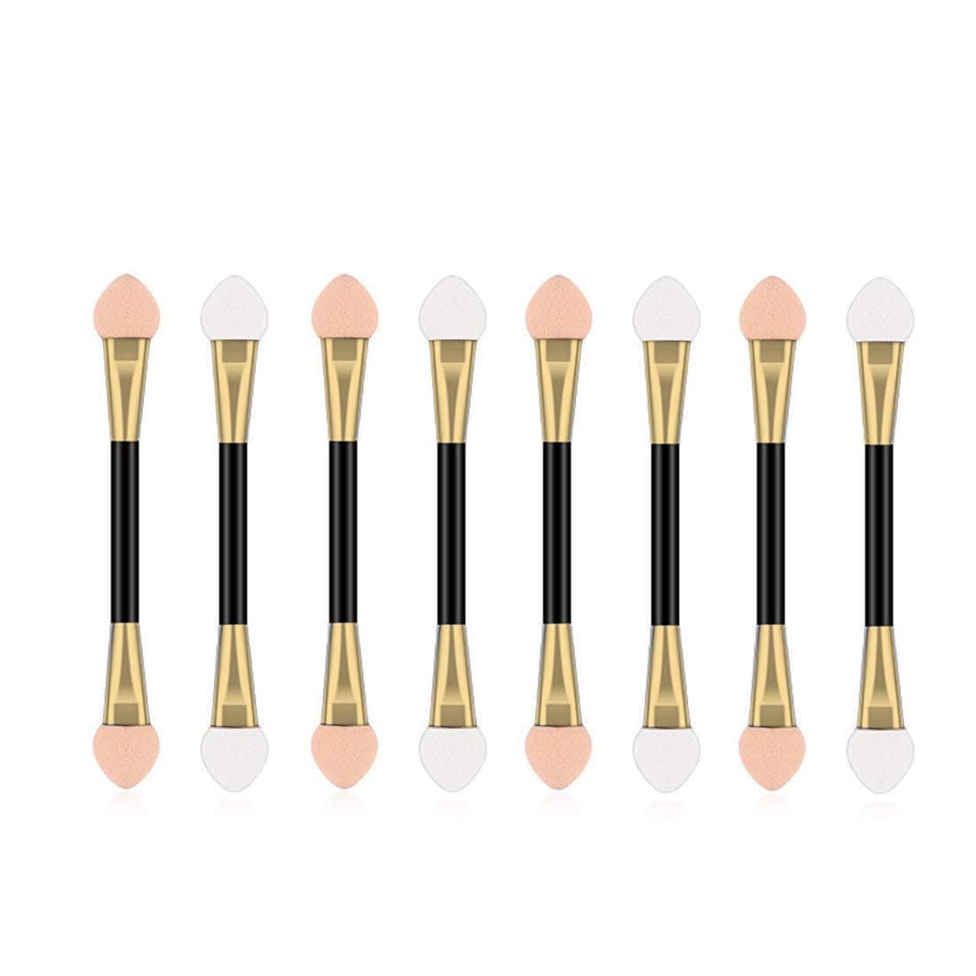 GTVIA 50 Pack Double-end Eye Shadow Brush, Disposable Double Sided Eyeshadow Brush Makeup Applicators Beauty Kit (Gold)