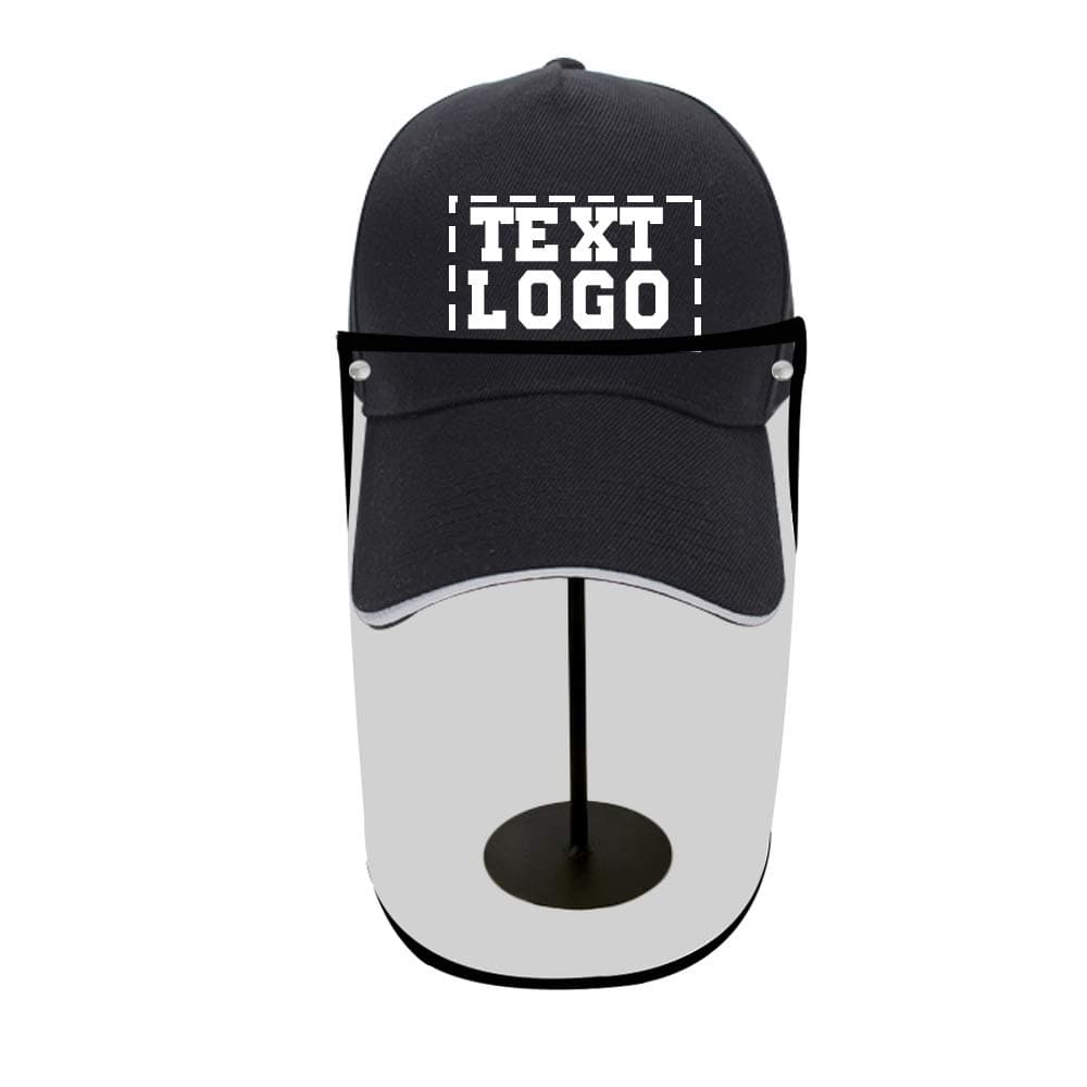 Custom Baseball Cap with Safety Face Shield, Protective Hat with Removable Eye Protection Full Face Outdoor Sports Dust-Proof, Anti-Fog, Anti-Sneeze，Anti Spitting (ZD-Black)
