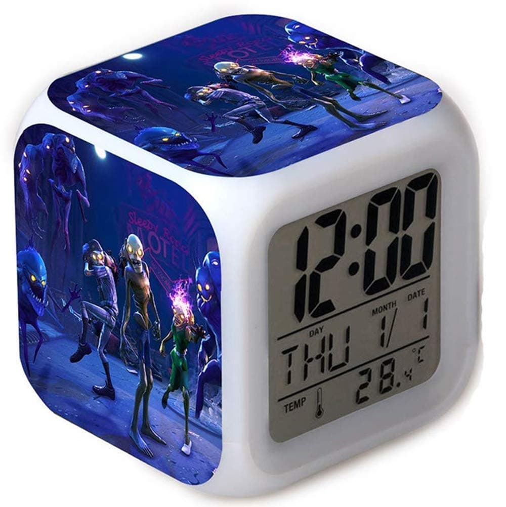 Yeitur Smart 7 Colors LED Changing Digital Alarm Clock with Touch Light Desk Thermometer Night Glowing Cube LCD Clock, Home Decor Best Gift for Children Birthday, Christmas or Festivals (005)