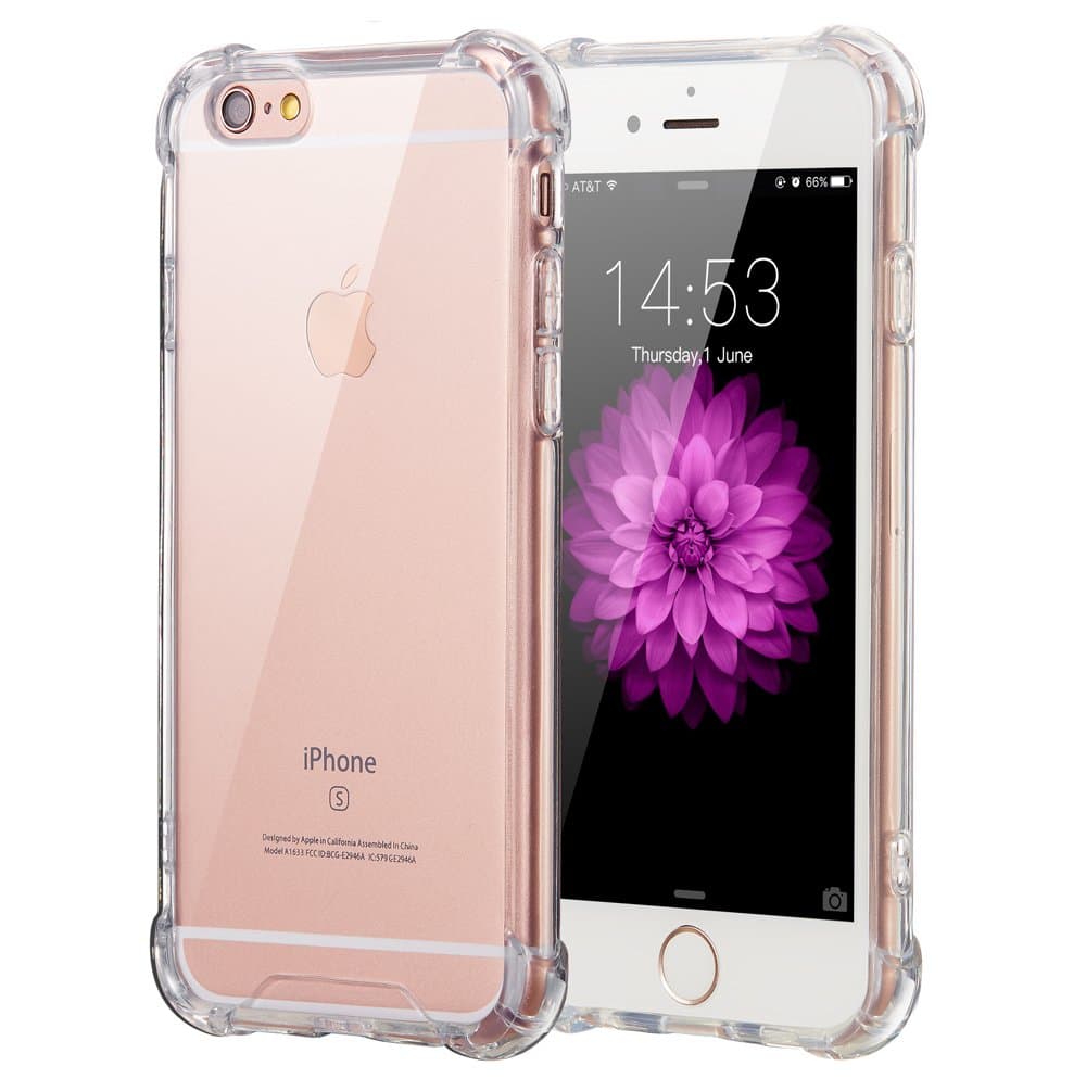 ELZO Case Compitable for iPhone 6/6S, [Crystal] Clear Shock Absorption Bumper Cover/Sleeve/Shell - Transparent Protective Hard Plastic Back with Soft TPU Edge (Air Cushion)