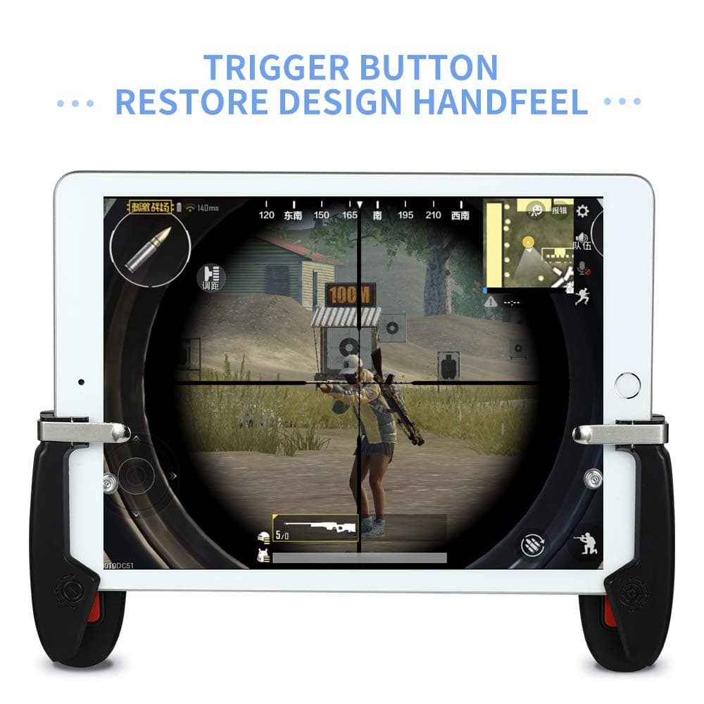 Mobile Game Controller for iPad, 4U Tablet Game Trigger Fire Button Aim Key Gamepad L1R1 Controller for PUBG/ Knives Out, Support 4.5-12.9 inch Tablet & Smartphone(1 Pair)