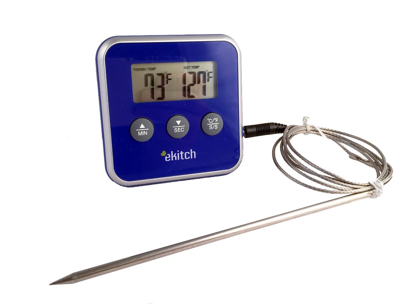 Digital Meat Thermometer & Timer for Cooking Suitable for Meat, Wine, Sugar, Jam, Turkey - Great Oven Cooking Gadget for Roasting Perfection Every time!