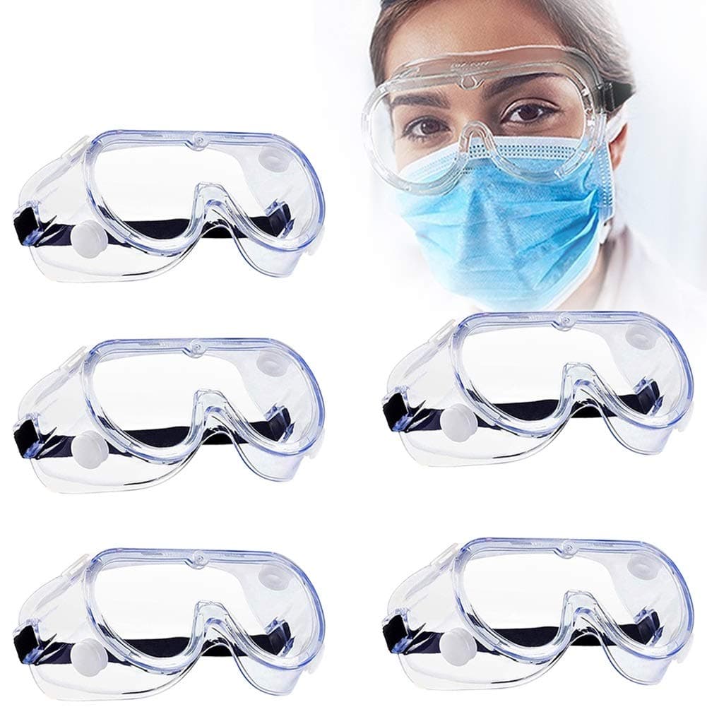 5 PCS Safety Goggle Protective Eyewear 360° Clear Eyes Protector Medical Goggles Chemical Splash Eyewear for Lab Home Classroom Workplace