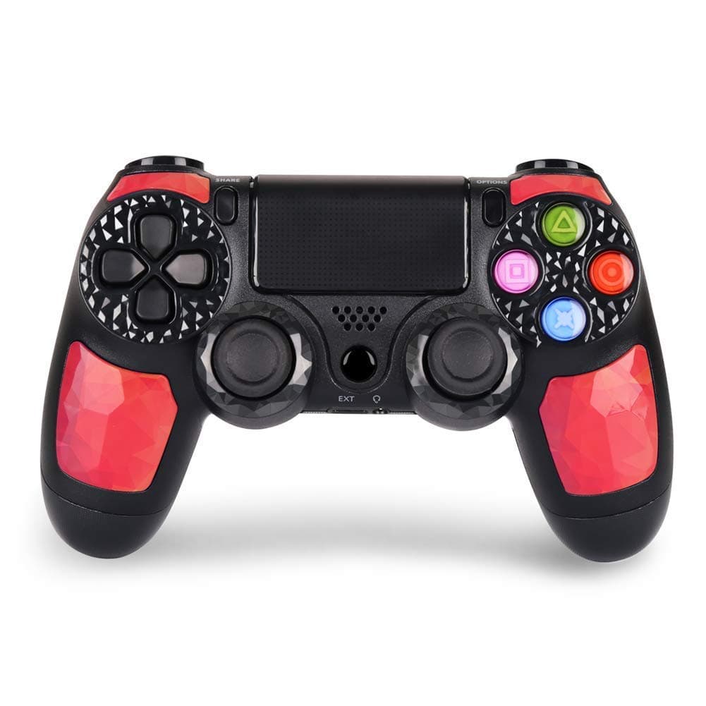 Game Controller for PS4,Wireless Controller with Dual Vibration Game Joystick (Ruby)