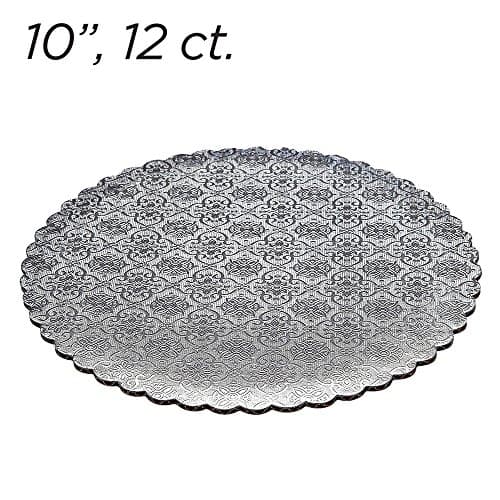 10" Silver Scalloped Edge Cake Boards, 12 ct