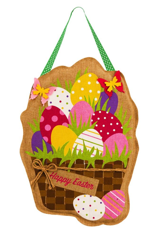 Evergreen Easter Eggs in Basket Burlap Door Decor