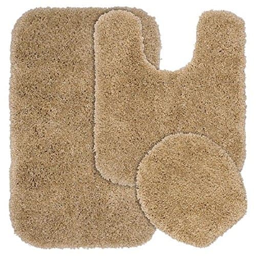 3PC BATHROOM SET BATH MAT COUNTOUR RUG LID COVER PLAIN
