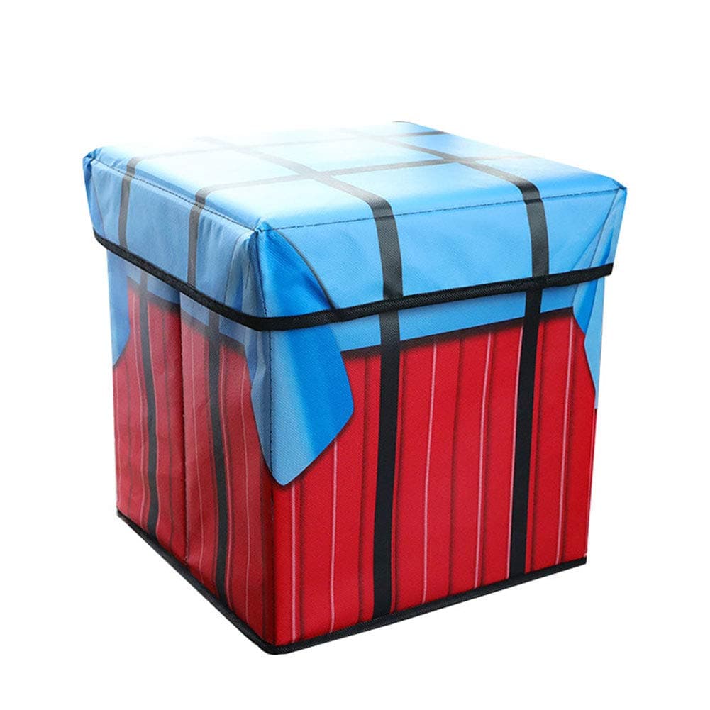Agyvvt Foldable Storage Box with Lid Cube Basket PUBG Game Toy Airdrop Style Bin for Nursery Office Home Organizer 12x12x12
