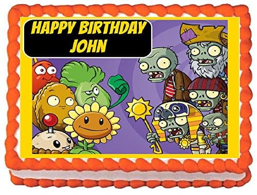 Plants Vs Zombies Personalized Edible Cake Topper Image -- 1/4 Sheet