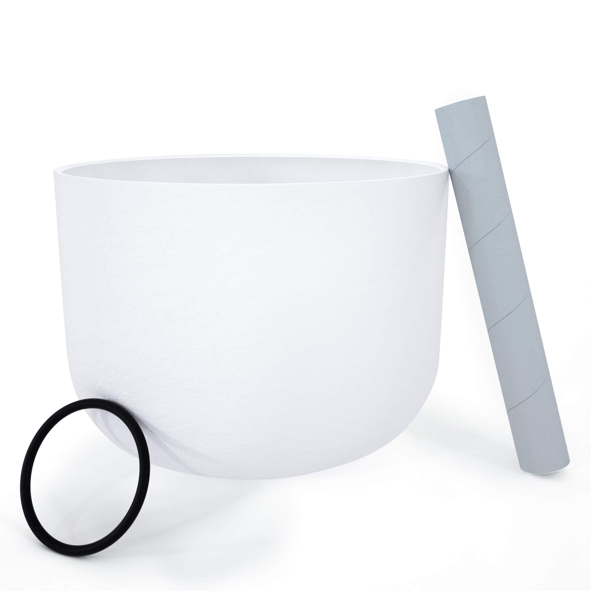 Quartz Frosted Crystal Singing Bowl Note D Sacral Chakra 8 inch Best and Highest Quality Sound & Material Suede Mallet Included (D note, White)