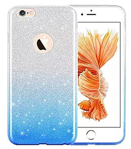 iPhone 6s Case, Bling Sparkle Crystal Premium 3 Layer Hybrid Semi-transparent Soft Protective Cover Case for iPhone 6 6s 4.8 Inch (Gradient Blue)