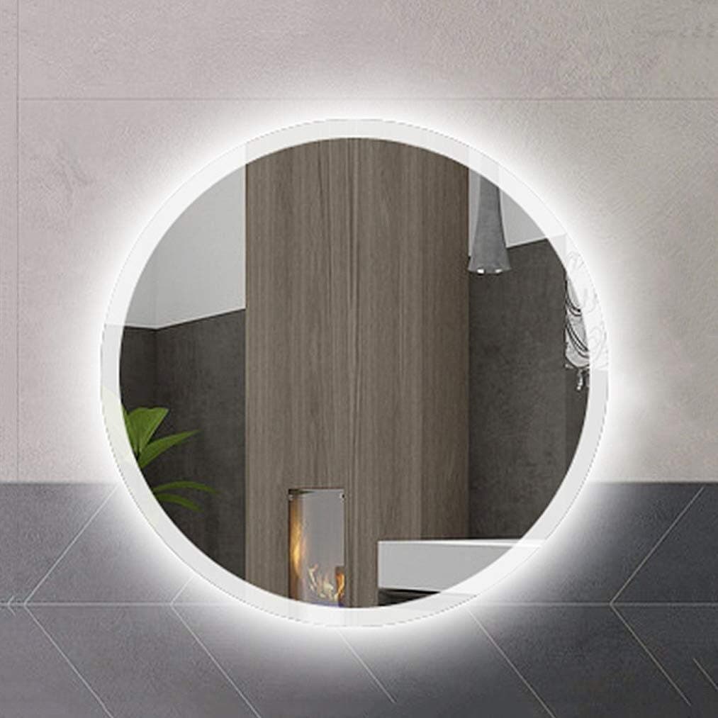 HZWLF Vanity Mirror Led Wall Mounted Backlit Circle Mirror Bathroom Makeup Mirror Warm White Light Waterproof Mirror
