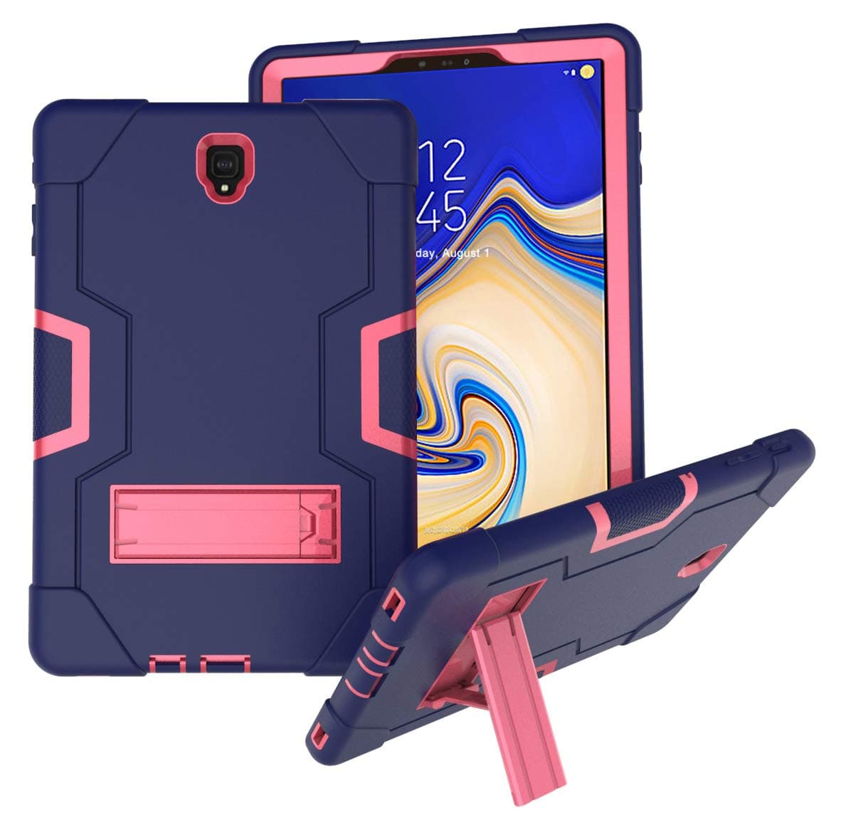 Galaxy Tab S4 10.5 Case, Rugged Kickstand Series - Shockproof Heavy Duty Hybrid Three Layer Armor Defender Kids Child Proof Case Cover For Samsung Galaxy Tab S4 10.5 SM-T830 & SM-T835 - Purple Pink