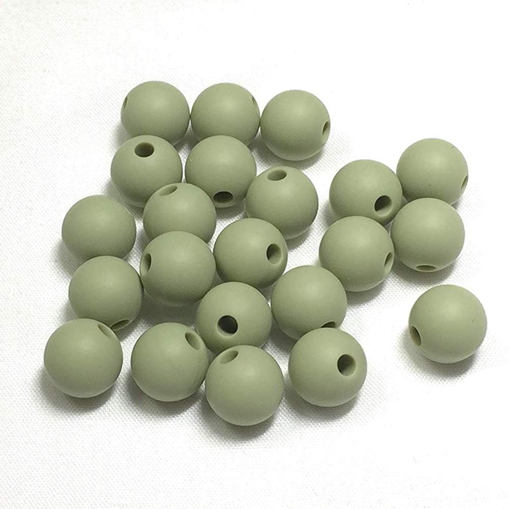 Olive Silicone Beads by BLUE RABBIT CO for Keychain Making, Necklace, Bracelet (12mm, 100pc, Olive) Bulk Beads & Bead Assortments, Silicon Beads