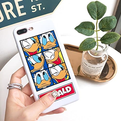 Soft TPU White Donald Duck Case for iPhone 7+ 7Plus 8+ 8Plus Large Size 5.5 Screen Ultra Slim Fit Disney Cartoon Protective Cool Lovely Cute Fashion Gift Girls Teen Kids Boys