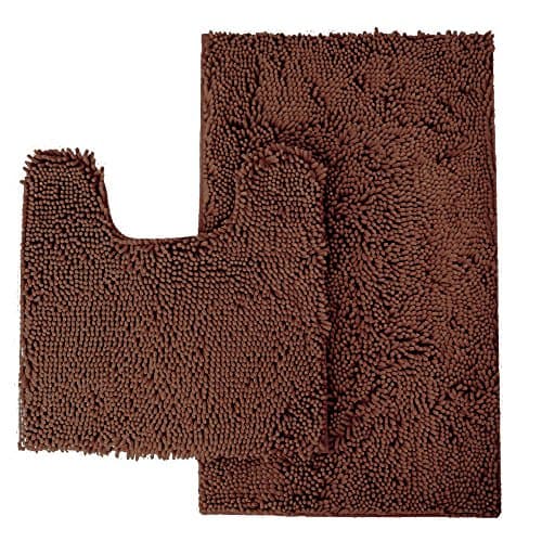 CHESEY Microfiber Bathroom Rugs Mat Set 2 Piece with Contour Toilet Mat Non Slip