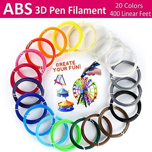 3D printer 1.75 PLA Filament Set with 20pcs paper stencil directly drawing book, filament 1.75mm Total 400 Feet(20 Colors, 20")+One Template Real Paper Book+Ebook 100 stencil patterns+2colors glow