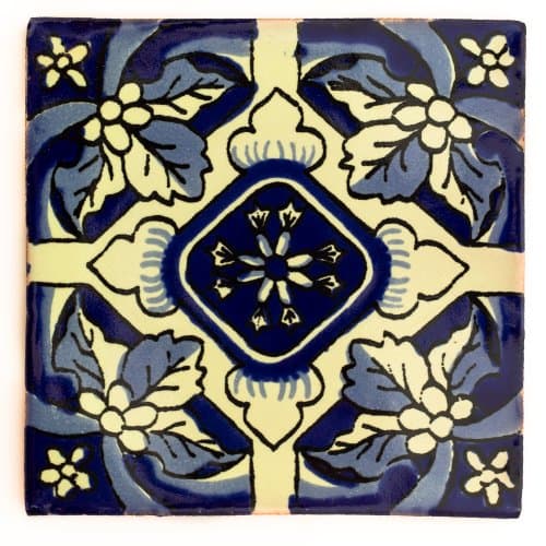 Ceramic Mexican Tile - 10.5cm- Handmade and Ethically Traded by Tumia LAC - Individual Tile - 25 Pack