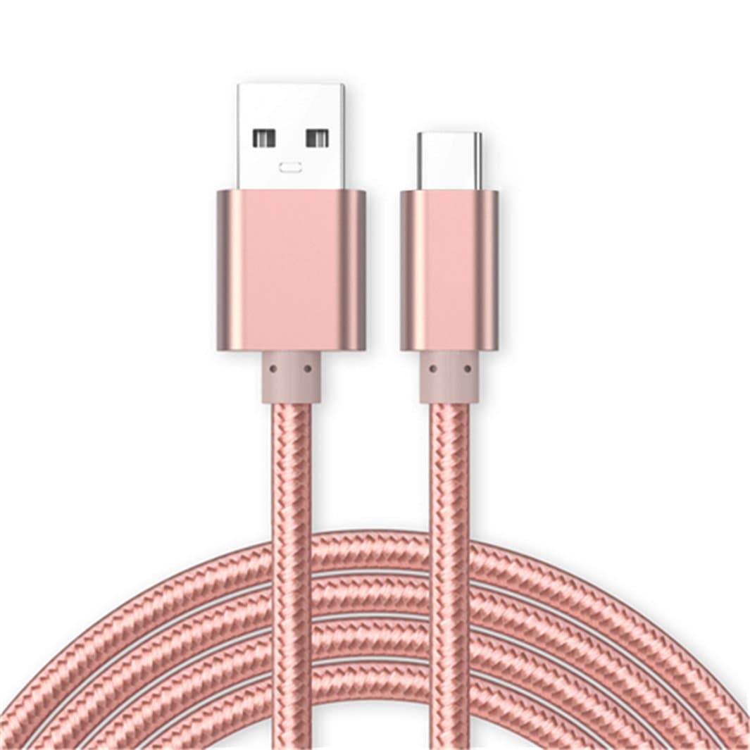 Amazon Fire HD 8 Tablet Micro USB Charging Cable [3 Meter], World Biz [3.1 Amp Fast Charge] Premium Nylon Braided Charger And Data Sync Cable [USB 3.0] [Upto 5 Gb/s Data Transfer] - Rose Gold