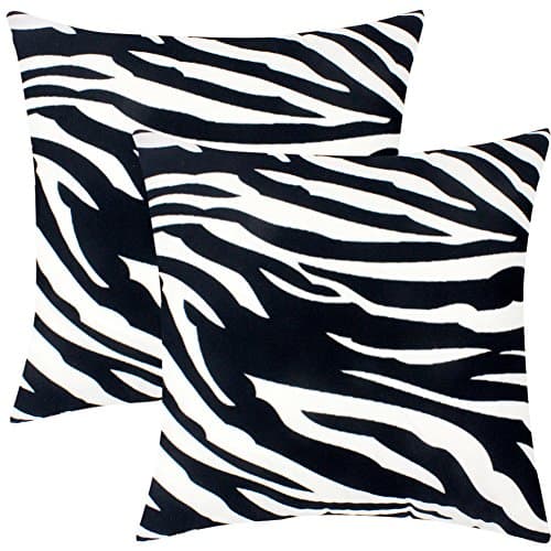 Blackwhite Leopard Decorative Throw Pillow Covers Black and White Zebra Cotton Cushion Cases 2 Pcs 18 x 18 Inch