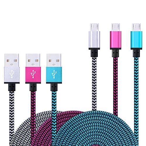 Micro Cable, AiGoo 3-Pack Premium 3FT Nylon Braided High Speed USB 2.0 A Male to Micro B Data Sync and Charger Cable for Samsung Galaxy S7 Edge, S6, HTC, Motorola, Nokia, Sony and More Android Devices