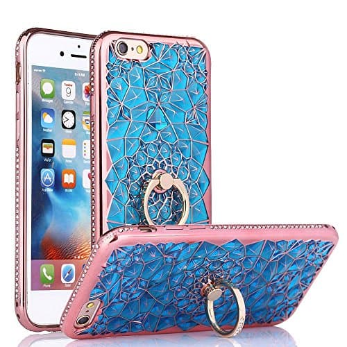 iPhone 6S Case, iPhone 6 Case, Cellaria Chrysalis Series - Ultra Slim Luxury Bling Rhinestone Case Cover With 360 Rotating Ring Grip/Stand Holder/Kickstand For iPhone 6S/6 (4.7 Inch), Sapphire Blue