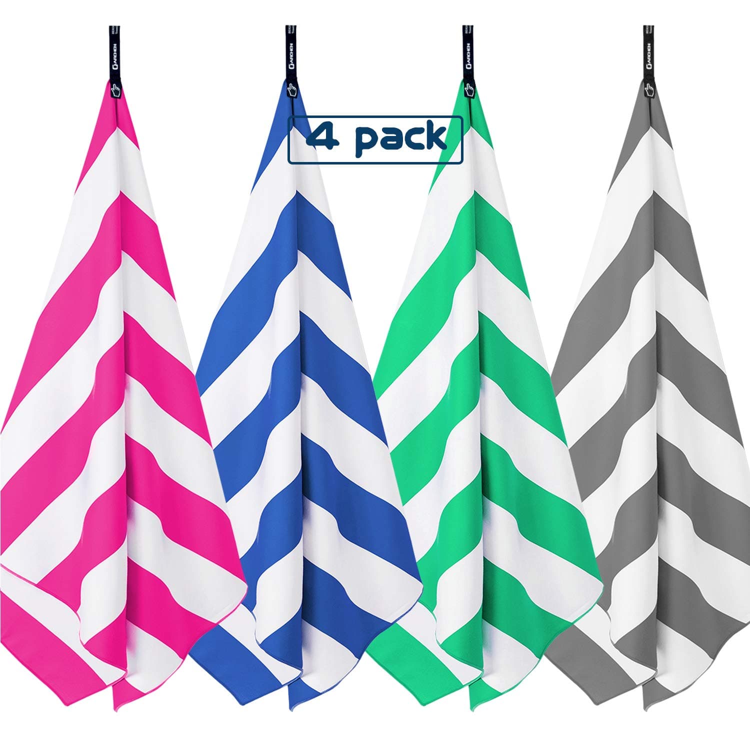 DARCHEN Microfiber Beach Towels Oversize Quick Dry Towel [1 or 4 Pack] - Travel Beach Towel for Swimming Pool, Sand Free Towel(Extra Large XL 70x35, Large 63x32) for Kids Adult, Compact Lightweight