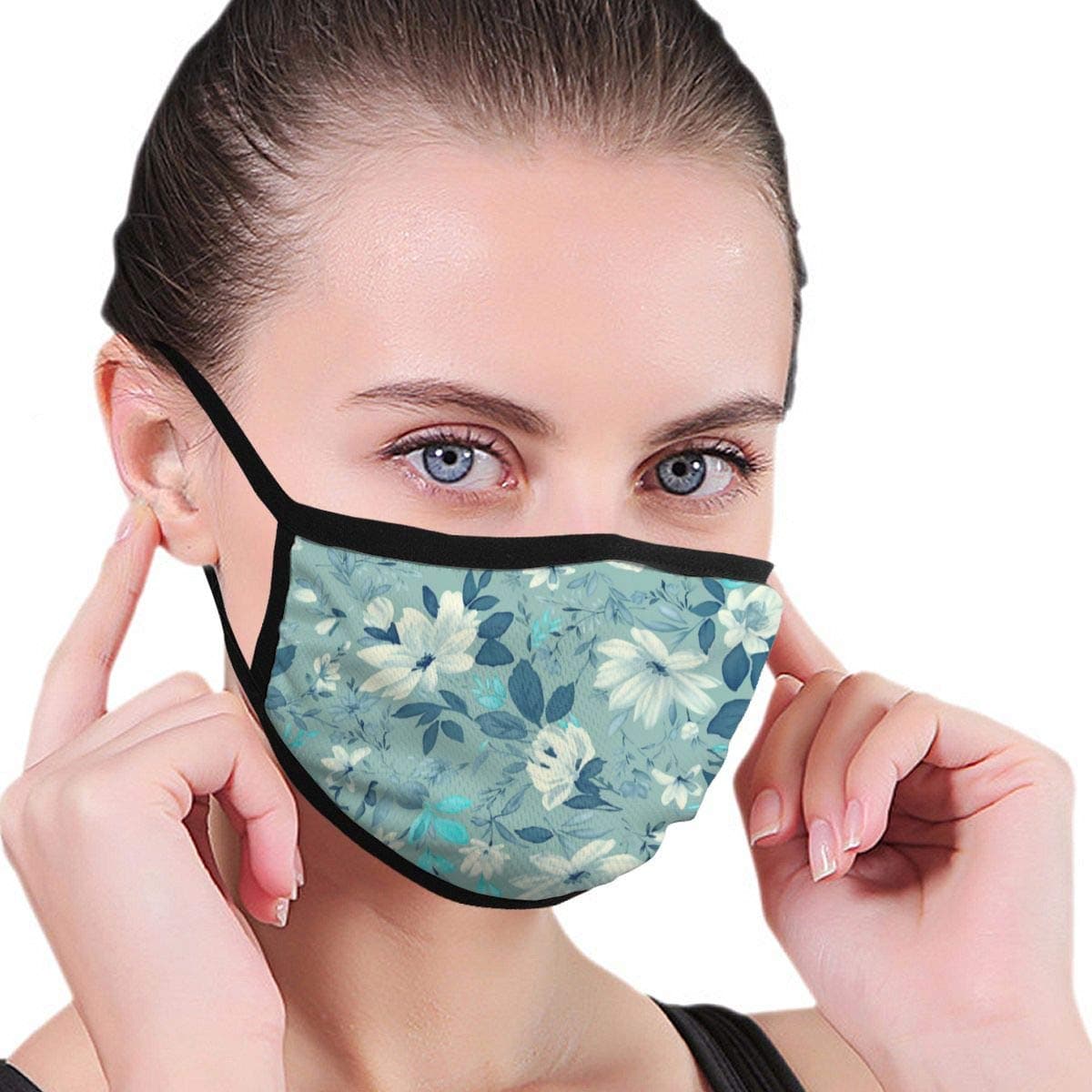 MATILDA RICHARDS Face Mask Dust Mask Pattern Design White Flower Anti Pollution Unisex Fashion Mouth Mask,Washed Reusable Face Mask,Can Be Repeatedly Used