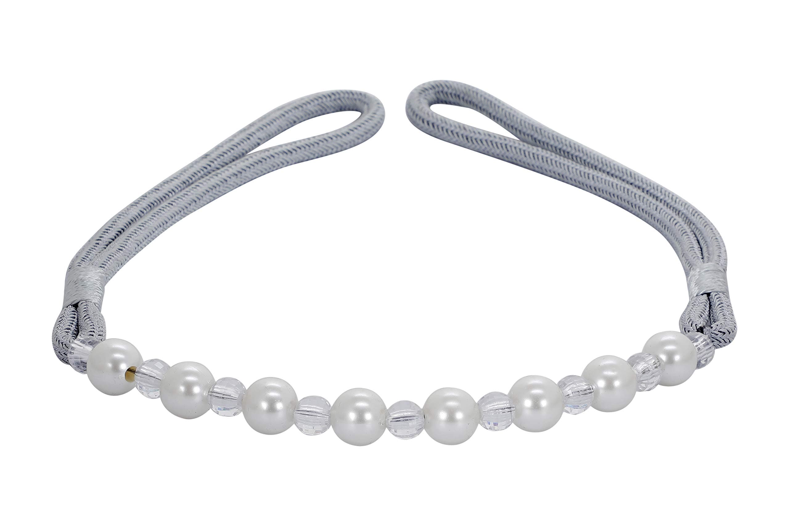 Ramcha Pearl 4 Piece Polyester Tieback Set (Silver)