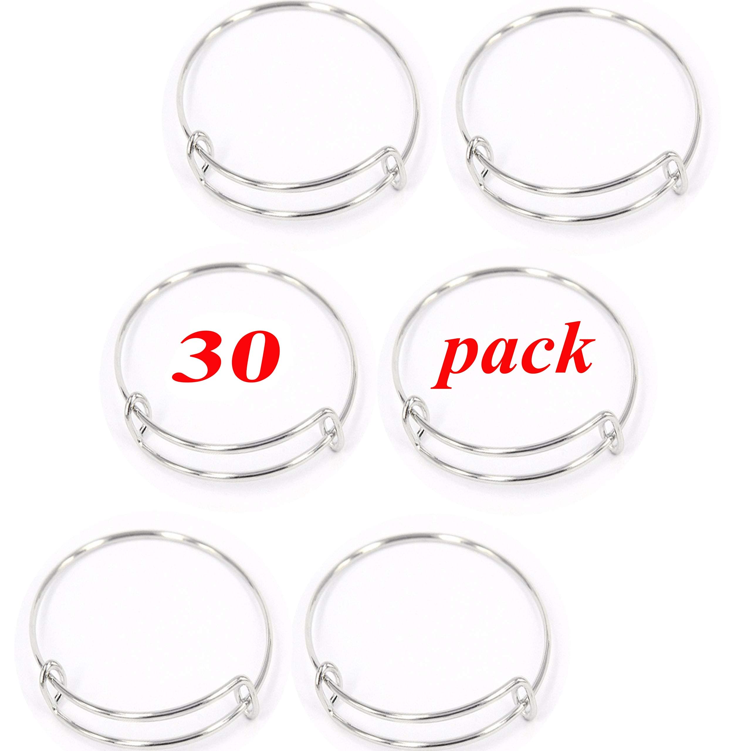 30 pack Women's Adjustable Expandable Bangle Bracelet for Womens DIY Jewelry Making(2.6 inches)