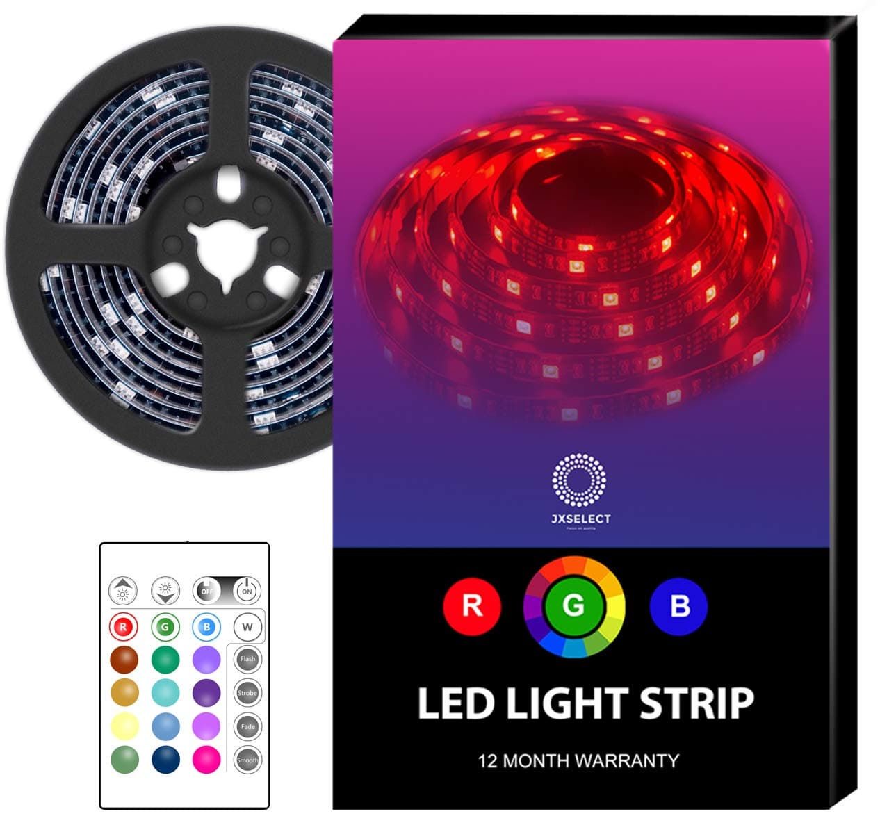 LED Light Strip Battery Powered LED Strip Lights with 24 Key RF Remote - RGB LED Strip Rope Lights USB TV Backlight Kit,6.56ft - Waterproof Flexible LED Strip Lighting Battery Operated LED Tape Light