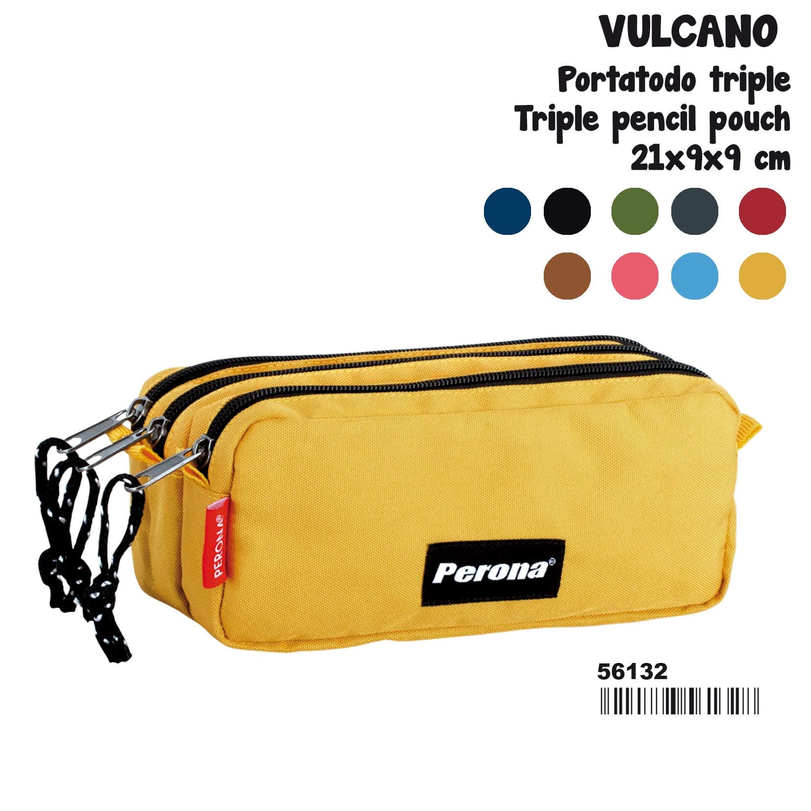 Perona Vulcano Mustard Triple Pencil case