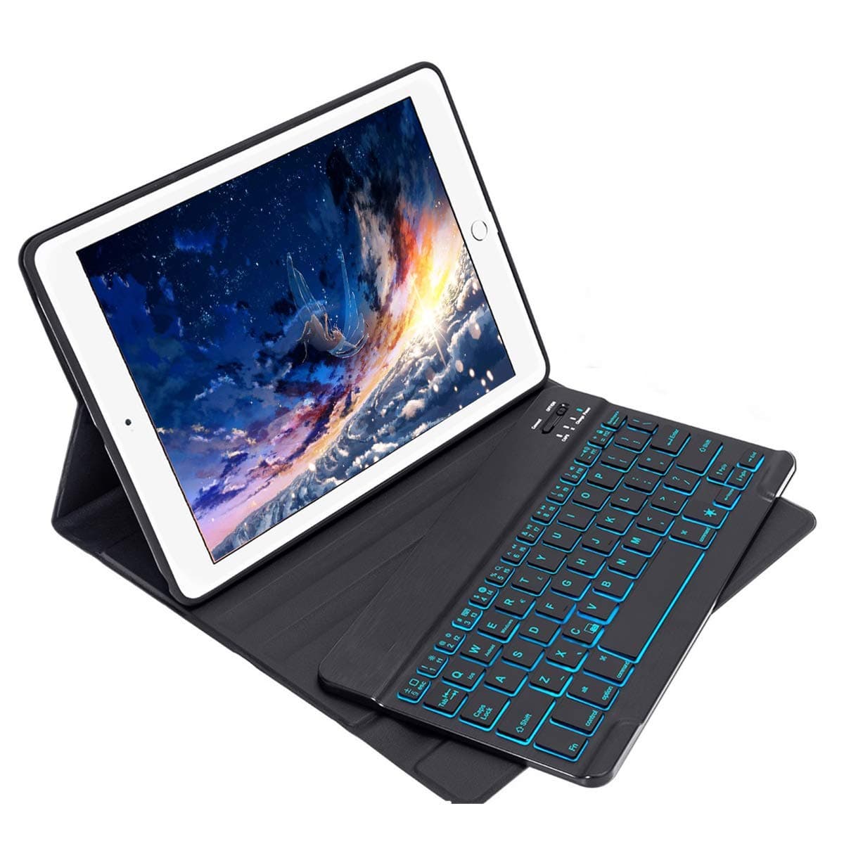 Keyboard Case for iPad 9.7, Detachable Keyboard for iPad 2018 Wirelss Keyboard Cover with Backlit for iPad Air/iPad Air 2 / iPad Pro 9.7/2017-2018 New iPad 9.7, Black