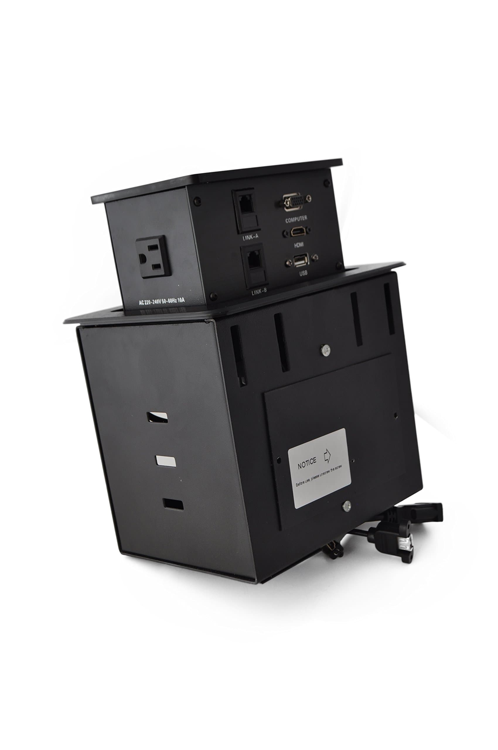 Yolkvisual Conference Table Connectivity Box 1 HDMI + 1 VGA + 1USB + 2 RJ 45 + AC Power（US） 2 + Audio 3.5mm