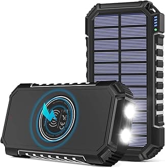 Riapow Solar Power Bank 26800mAh, Solar Charger Fast Charge 3.0A Qi Portable Charger External Battery with 4 Outputs & LED Flashlight Phone Chargers for Phone, Tablet and Camping Outdoors