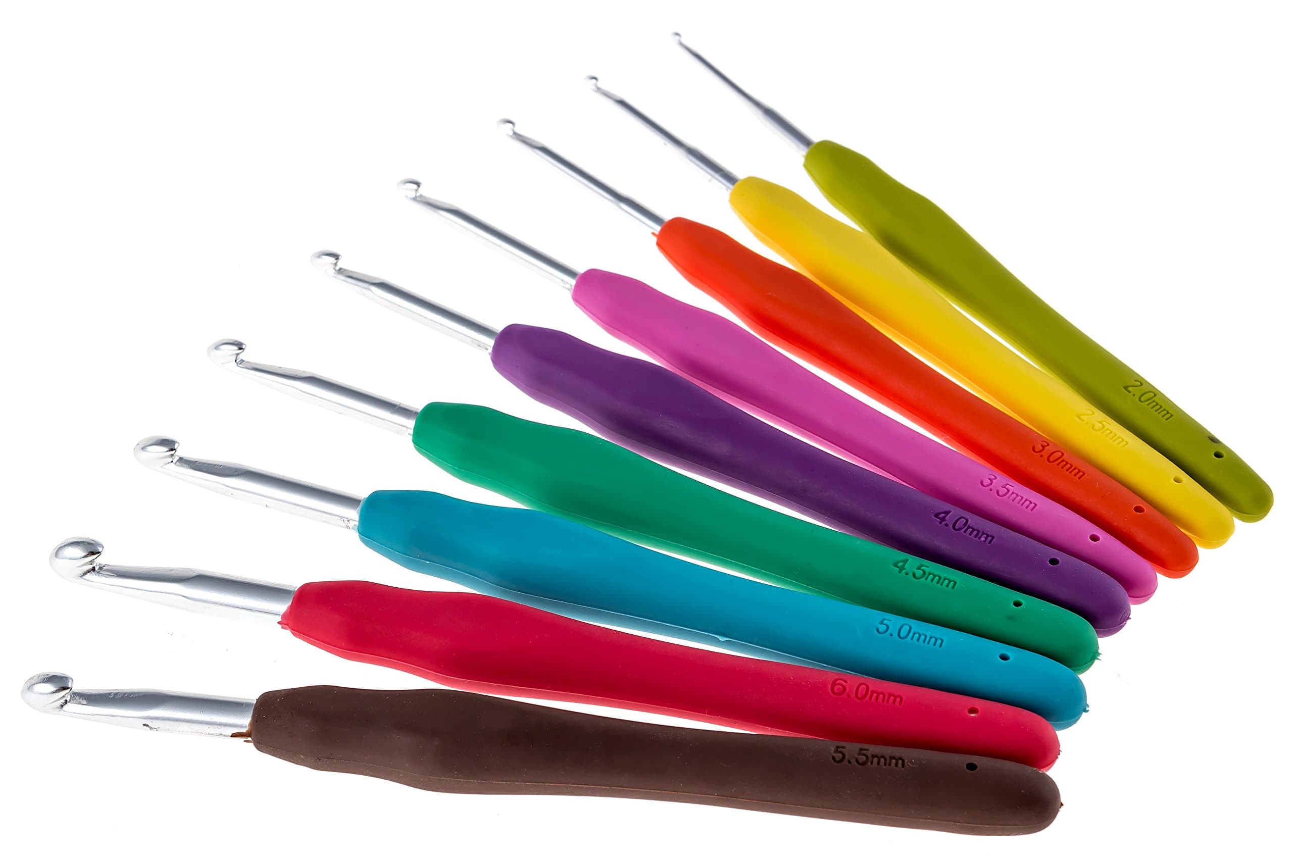 Elle Craftee 9 pc Crochet Hooks -Ergonomic Grip - Comfortable and Easy to use Hooks