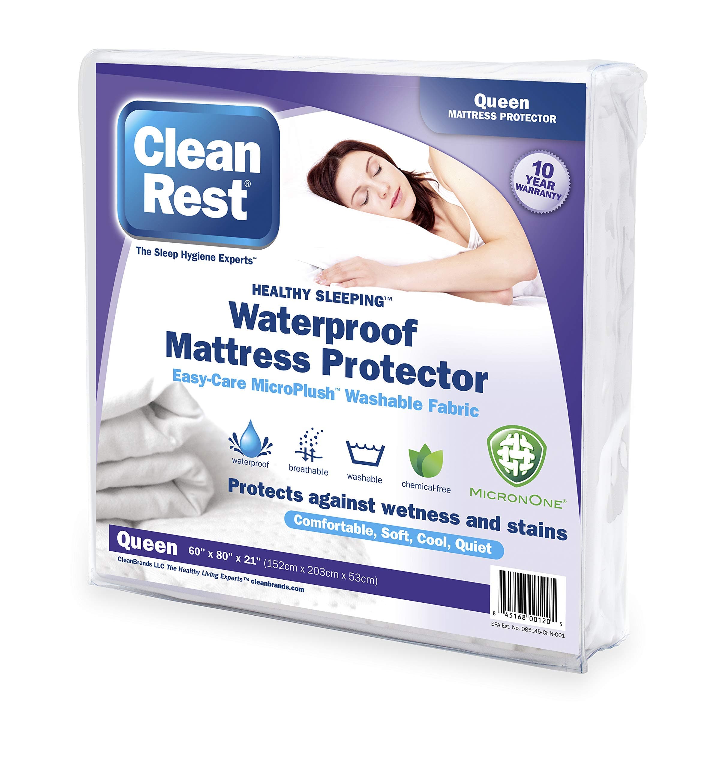 CleanRest Waterproof Mattress Protector 90x190x18-38cm