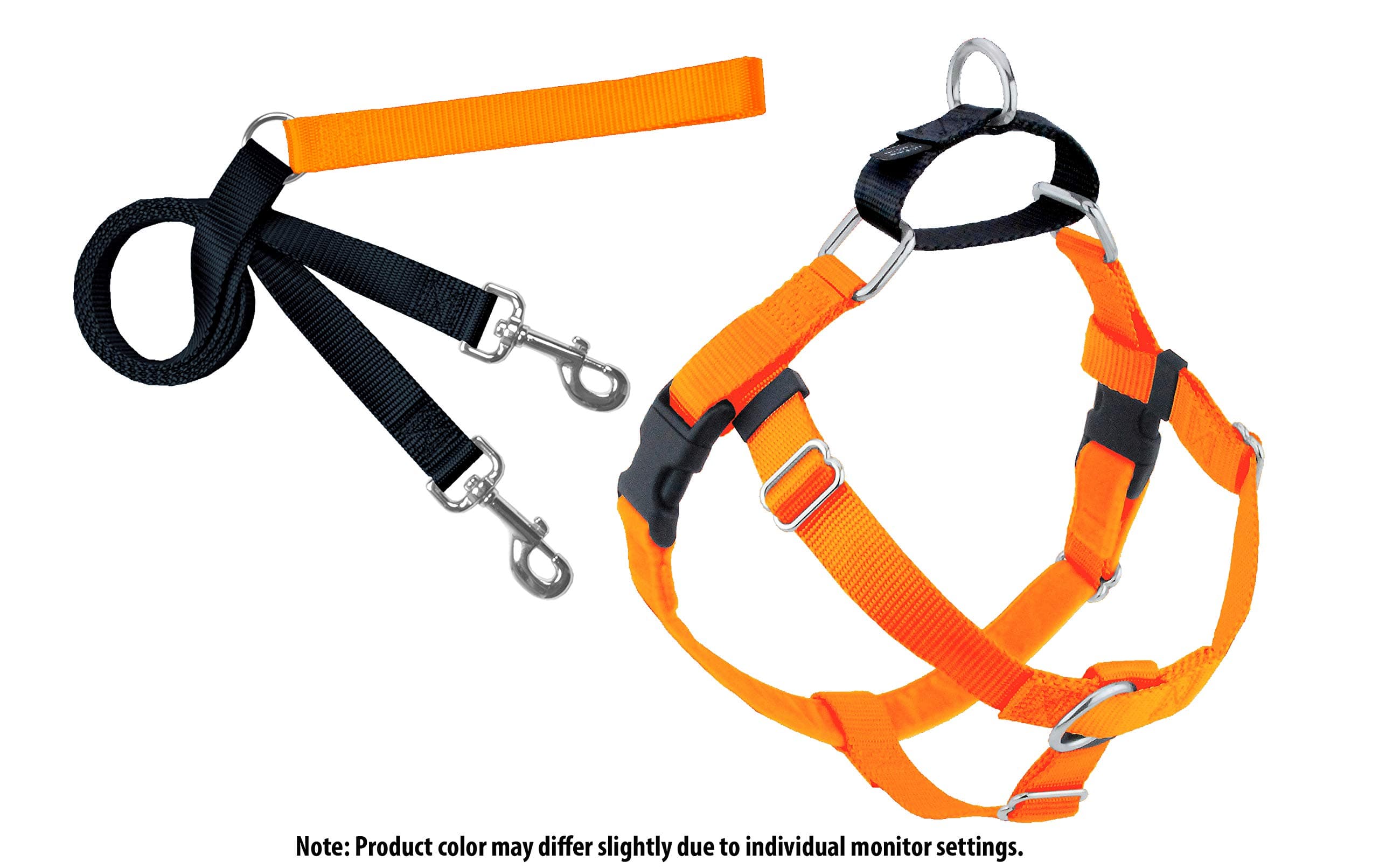 2 Hounds Design Freedom No-Pull Dog Harness with Leash, 2X-Large, 1-Inch Wide, Neon Orange