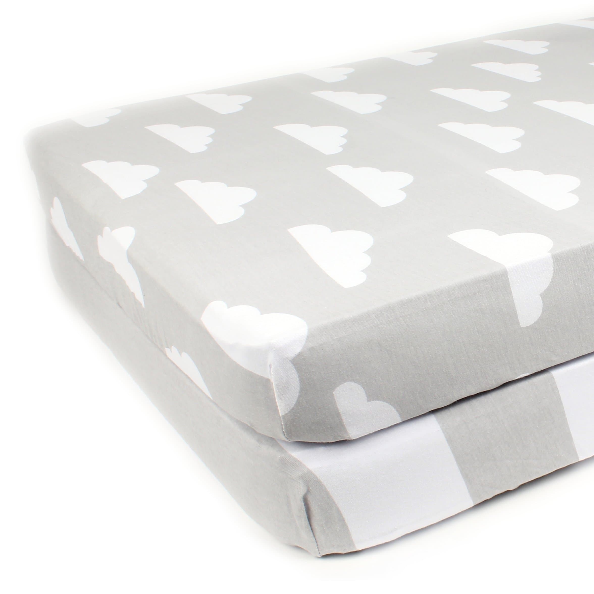Fitted Cotton Crib Sheets 2 Pack"Stripes & Clouds" by Mumby