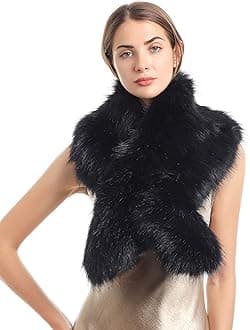 LA CARRIE Women's Faux Fur Collar Scarf Wrap Cold Winter Warmer