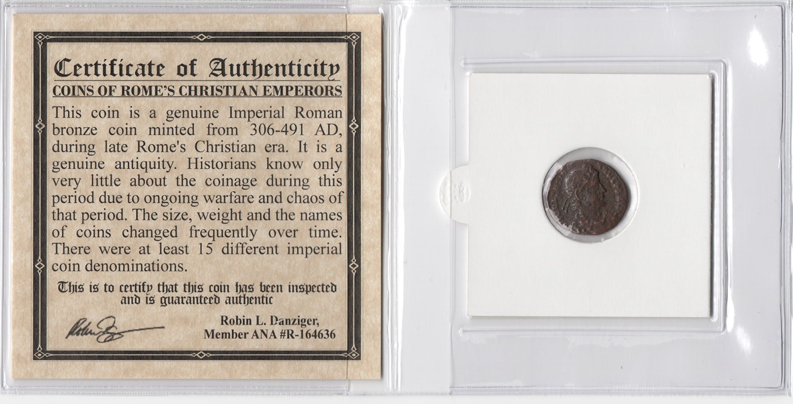 Valentinian I Certified Authentic Ancient Roman Coin