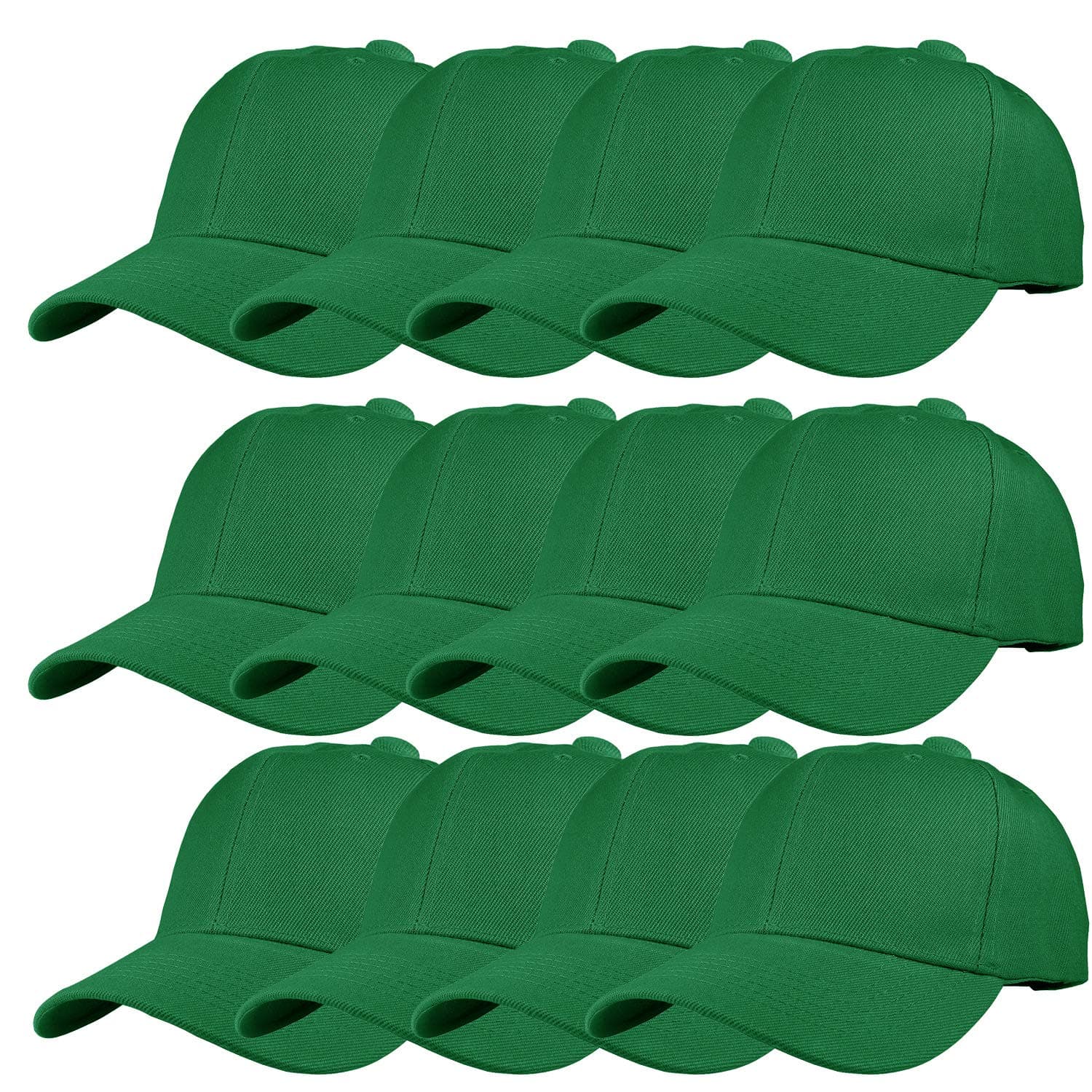 12 Pack Wholesale Unisex Plain Solid Color Adjustable Baseball Caps Hats