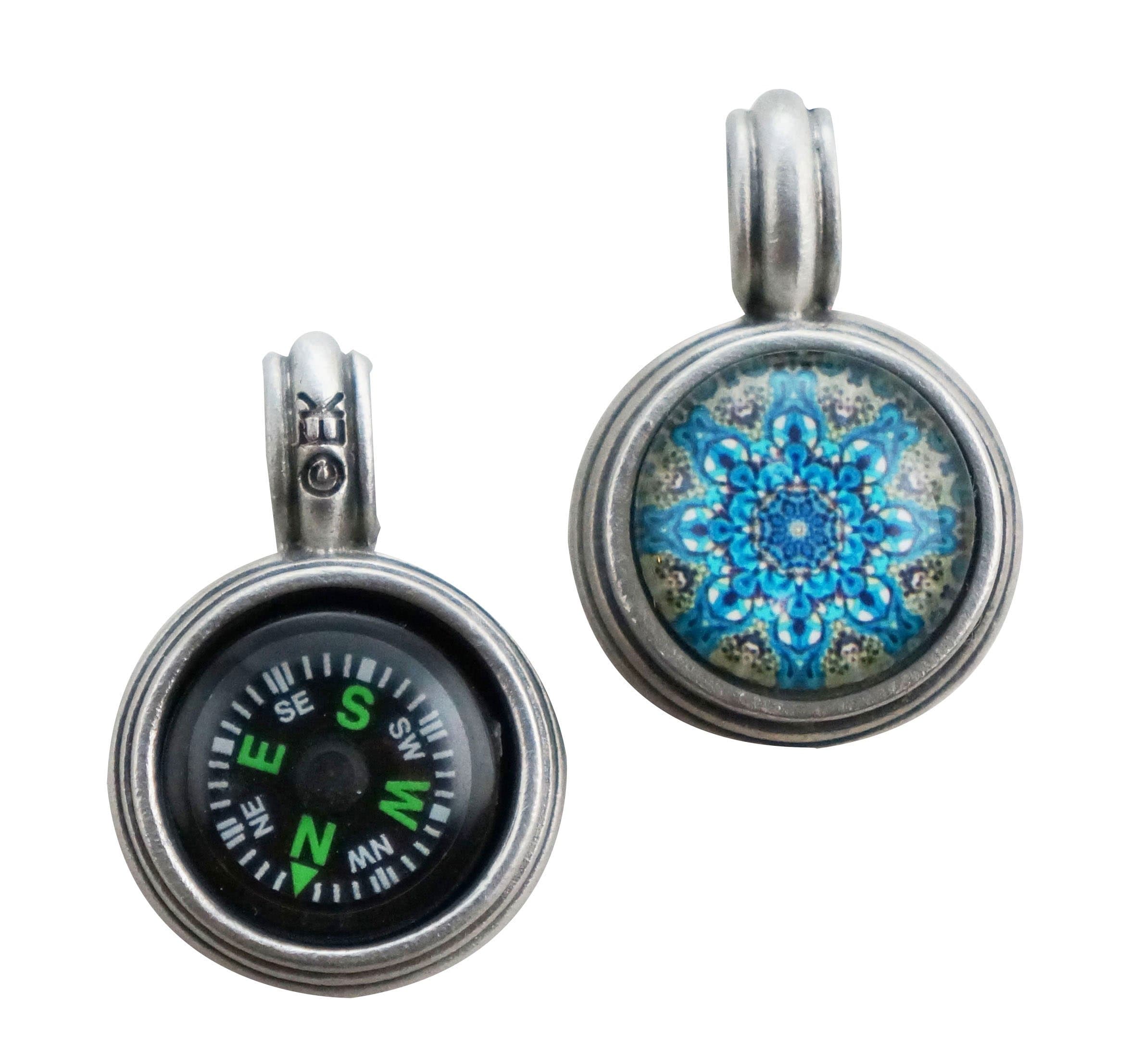 Mandala Compass Pendant, Turquoise & Sage