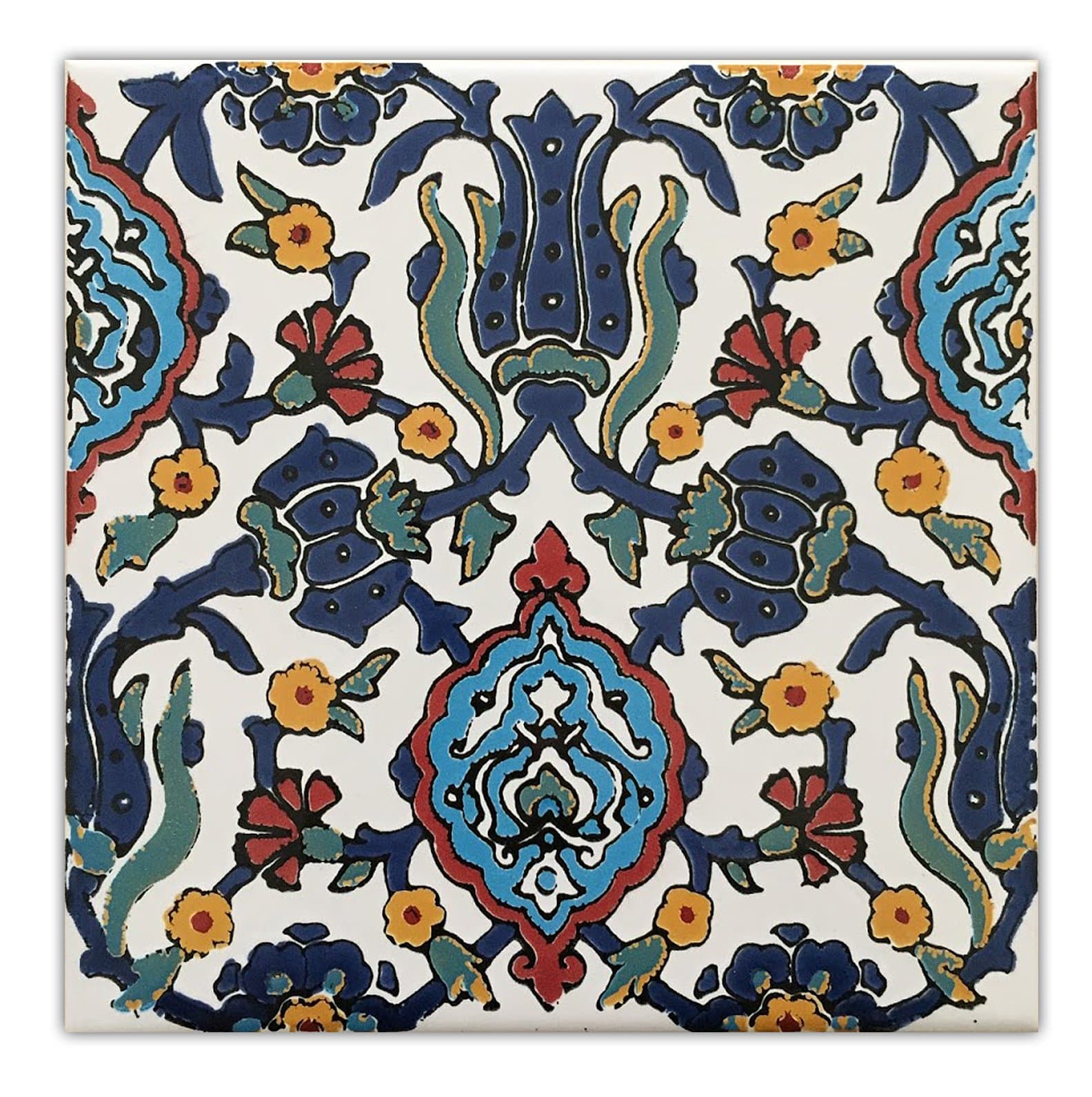 MBark Global [ Spain ] Imported, Handmade Spanish Accent Ceramic Tile - 8" x 8" x .3"