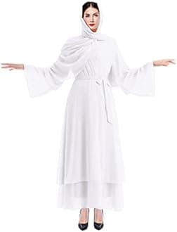 IWEMEK Women Muslim Cardigan Maxi Dress + Hijab Scarf Solid Loose Fit Long Sleeve Kaftan Full Length Islamic Dubai Abaya Dresses Arabic Middle Eastern Prayer Clothes Outfits